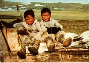 Boys from Thule Northern Colony of Greenland  POSTCARD - Picture 1 of 2