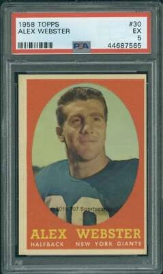 1958 Topps FB #30 Alex Webster PSA 5 NY Giants  (7565) - Image 1 of 2