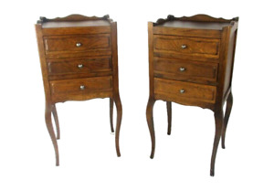 Couple French Louis XV/XVI Style Wooden Nightstands End Tables Chest of Drawers