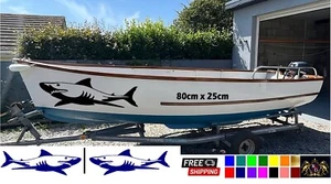Shark Boat Sticker Decal | Marine Vinyl | Fishing Dinghy Graphic - Picture 1 of 3