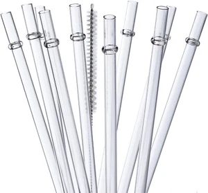 10.5" Tritan Hard Plastic Clear Straws, Long Clear Reusable Straws 10 Pcs - Picture 1 of 8