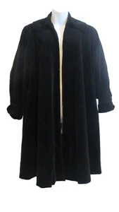 Vintage Black Velvet Swing Coat with 3/4 Length Sleeves & Pockets Sz M/L Lined - Picture 1 of 8