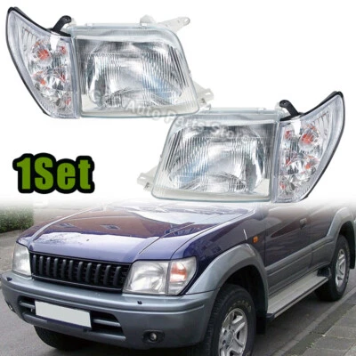 1 Set GLASS Headlights Head lamp For Toyota LAND CRUISER PRADO LC90 1996 2002 Foto 1 de 4