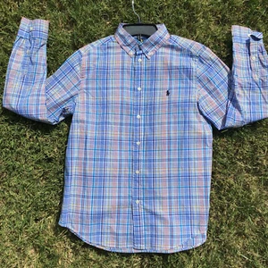 Polo Ralph Lauren Button-Down Orange Plaid Dress Shirt Boy Youth Sz XL (18-20) - Picture 1 of 7