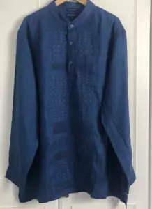 British India Blue Kurta Size 3L New Summer Lightweight Shirt Tunic Irish Linen - Picture 1 of 12