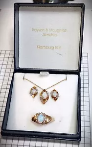 10K Yellow Gold Opal Pendant W/ 16" 10K Chain & Matching 10K Gold Opal Ring Sz 5 - Picture 1 of 5