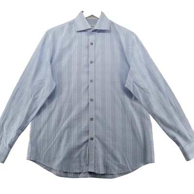 Robert Graham Men's Size 15.5 Blue Checked Embroidered Dress Shirt - Image 1 of 4