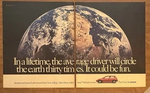 1990 Honda Civic Si Average Driver Circle The Earth Fun Car 2-Pg 90s Print Ad - Picture 1 of 4