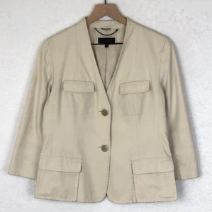 TALBOTS Jacket Women's Sz 10 Cream Beige 3/4 Sleeve Lined Pockets Career Office - Picture 1 of 16