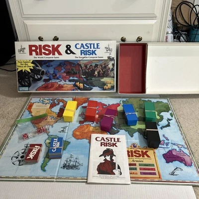 Risk and Castle Risk Board Game 1990 Vintage 2 In 1 Parker Brothers Complete CIB - Image 1 of 4
