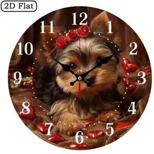NUEVO Reloj de Pared Yorkshire Terrier Perro Marco de Madera Movimiento de Cuarzo Fácil de Leer - Imagen 1 de 4