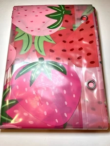 GRANDE TENDA DOCCIA PEVA FRAGOLA ROSSA E ROSA OCCHIELLI METALLO PROFUMATO FRUTTA DIVERTENTE - Foto 1 di 9