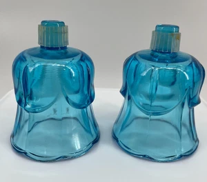 Aplique de vidrio en forma de flor de tulipán azul clavija tazas votivas vintage DOS - Imagen 1 de 1
