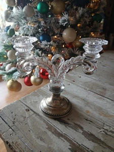 Vtg Cambridge Martha 2 Light Candelabra Sterling Silver Weighted Base - Picture 1 of 4