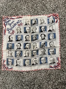 Pañuelo político Ranshaw Know Your Presidents 1954 de colección rojo blanco y azul - Imagen 1 de 7