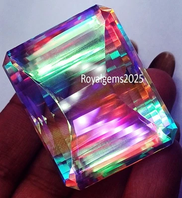 330 to 340 Ct Certified Mystic Quartz In Rainbow Color Loose Gemstone Emerald - Image 1 of 4