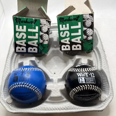 Conjunto de 2 bolas de beisebol Markwort WT 10 e 12 onças auxiliares de treinamento ponderados 9” - Imagem 1 de 4