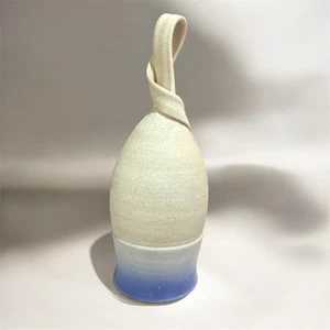 Vintage pottery wine glass~handmade in Canada ~ cream, blue - Picture 1 of 7