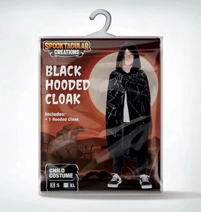 NUEVO Niño Pequeño (5-7 Años) Telaraña Negra Capa con Capucha Capa Spooktacular - Imagen 1 de 5