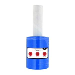 12 Rolls Blue Color Extended Core Hand Stretch Wrap Film 5"x1000' 80 Gauge - Picture 1 of 8