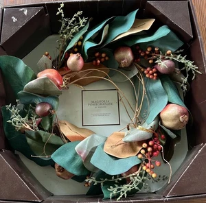 NEW Restoration Hardware Magnolia Pomegranate 18” Wreath Twigs Autumn Winter - Picture 1 of 9