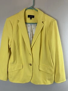 Talbots Casual Cotton Yellow Knit Blazer Women's Size 14 Work Or Casual Bold - Picture 1 of 12