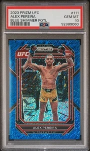 2023 UFC Panini Prizm FOTL Alex Pereira Blue Shimmer /10 Rookie PSA 10 RC Rookie - Picture 1 of 2
