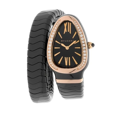 Reloj Bvlgari Serpenti Spiga Negro Cerámica Cuarzo Damas Diamante 35mm 102532 Foto 1 de 3