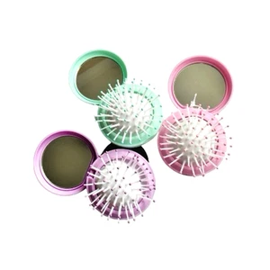 3Pc Folding Hair Brush With Mirror Portable Travel Pocket Size Comb Handbag Size - Picture 1 of 5