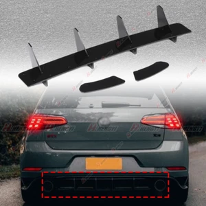 For GOLF MK7 GTI Glossy Black Rear Bumper Diffuser Side Splitters Spoiler Lip - Picture 1 of 8