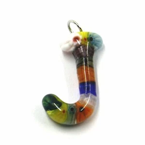 CIONDOLO, LETTERA VETRO MURANO, INIZIALE J, LUNGHEZZA 2.5 CM, MURRINE - Imagen 1 de 5