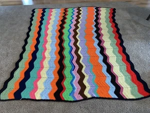 Vintage Afgan Blanket Handmade Crochet Knit 78 x88 ABSOLUTELY GORGEOUS! - Picture 1 of 7
