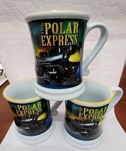 Set Of 3 Polar Express Coffee Mugs By Warner Brothers Entertainment Inc - Picture 1 of 7