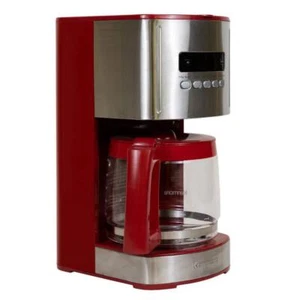 KENMORE Coffee Maker 13.5" Cool-Touch Exterior Cone Filter Stainless Steel Red - Picture 1 of 6