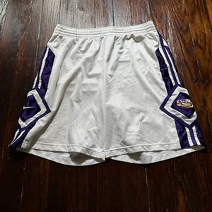 Pantaloncini Nike LSU Tigers vintage uomo XL bianco viola righe larghi basket Y2K - Foto 1 di 16