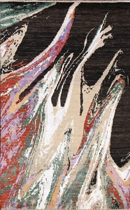 Abstract Modern Hand-knotted Rug 4x6 ft Contemporary Wool/ Silk - Picture 1 of 18