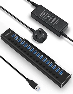 Powered USB Hub RSHTECH 16 Port 100W USB 3.0 Data Hub Expander RSH-A16 - Picture 1 of 7