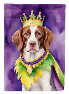 Brittany Spaniel King of Mardi Gras Flag Garden Size Dac4756Gf