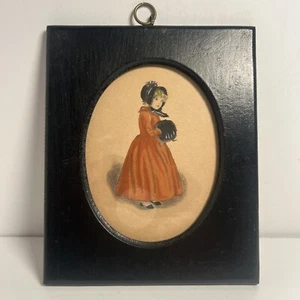 Kate Greenaway Style Sketch Victorian Girl Little Folks 5.5”x4.5” Wooden Frame - Picture 1 of 6
