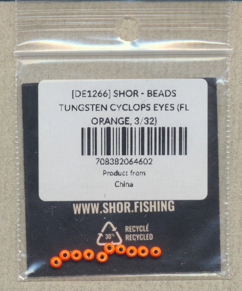 Tungsten Cyclops Eyes (Beads) - fl orange - 3/32" - qty 10 DE1266 - Image 1 of 1