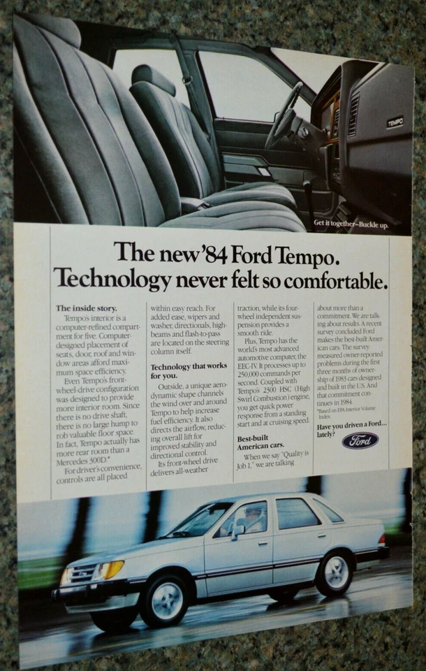 1984 FORD TEMPO ORIGINAL ADVERTISEMENT AD PRINT-84★★ - Image 1 of 1