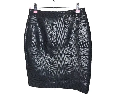 Falda vendada BCBGMaxAzria negra imitación cuero talla S Foto 1 de 4