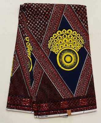 Tela africana/Ankara - marrón, amarillo, azul 'Kambalu', patio o al por mayor Foto 1 de 4