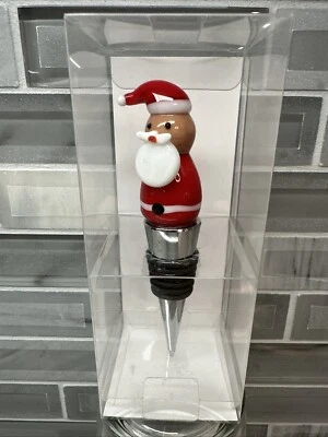 Nuevo Tapón y Traje Rojo Santa Claus Botella de Vino Vidrio Soplado a Mano En Caja Foto 1 de 4