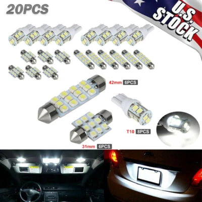 Kit de 20 bombillas LED interiores para maletero de coche cúpula luces de matrícula 6000K Foto 1 de 4