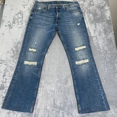 Levi Strauss Co 527 Mens Jeans Size 36x34 Bootcut Distressed Blue Denim - Image 1 of 4