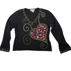 Jack vintage Y2K B. Maglione scollo a V cuori Quick taglia L stravagante novità San Valentino - Foto 1 di 12