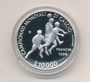 1998 Repubblica di San Marino 10.000 Lire Celebrativa Francia '98 FS Argento - Imagen 1 de 1