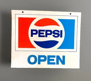 Vintage 1970’s Pepsi Double-Sided Open/Closed Sign - Original Soda Advertising - Picture 1 of 2