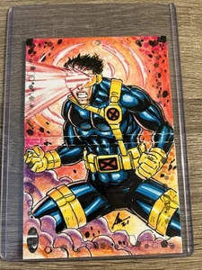 2021 Upper Deck Marvel Premier 2 Panel Cyclops 1/1 Sherwin Santiago Auto Sketch - Picture 1 of 2
